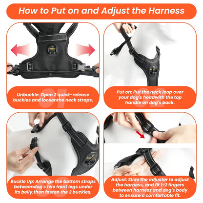 Reflective Dog Harness No Pull with Handle, Breathable Padded Adjustable Dog Harness
