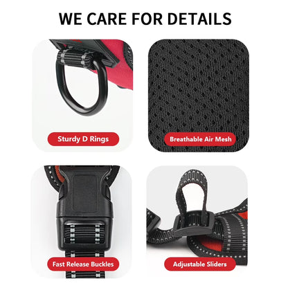 Reflective Dog Harness No Pull with Handle, Breathable Padded Adjustable Dog Harness