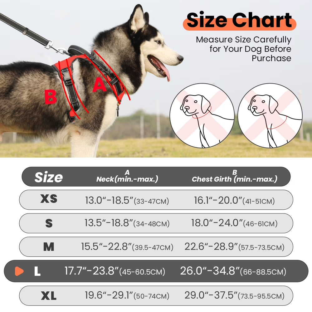 Reflective Dog Harness No Pull with Handle, Breathable Padded Adjustable Dog Harness