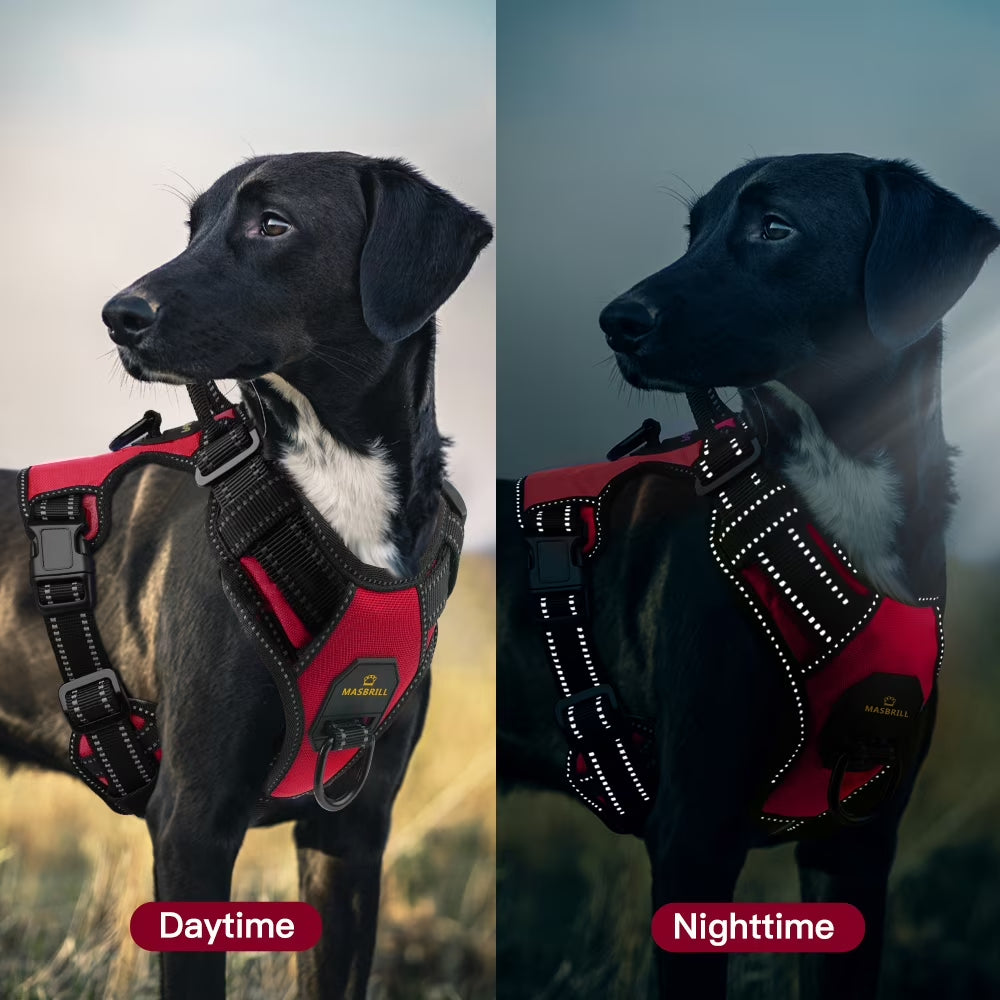 Reflective Dog Harness No Pull with Handle, Breathable Padded Adjustable Dog Harness